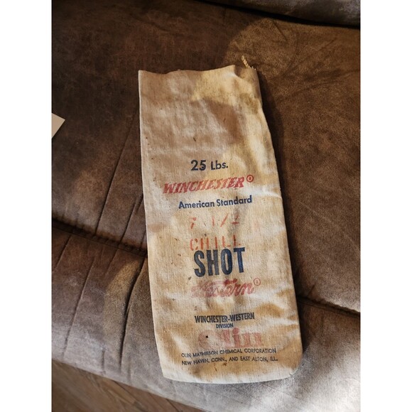 Vintage Old Winchester Western 25lb American Standard 8 Chill Canvas Shot Bag - Picture 3 of 11